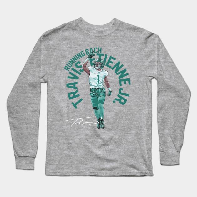 Travis Etienne Jacksonville Name Arc Long Sleeve T-Shirt by ClarityMacaws